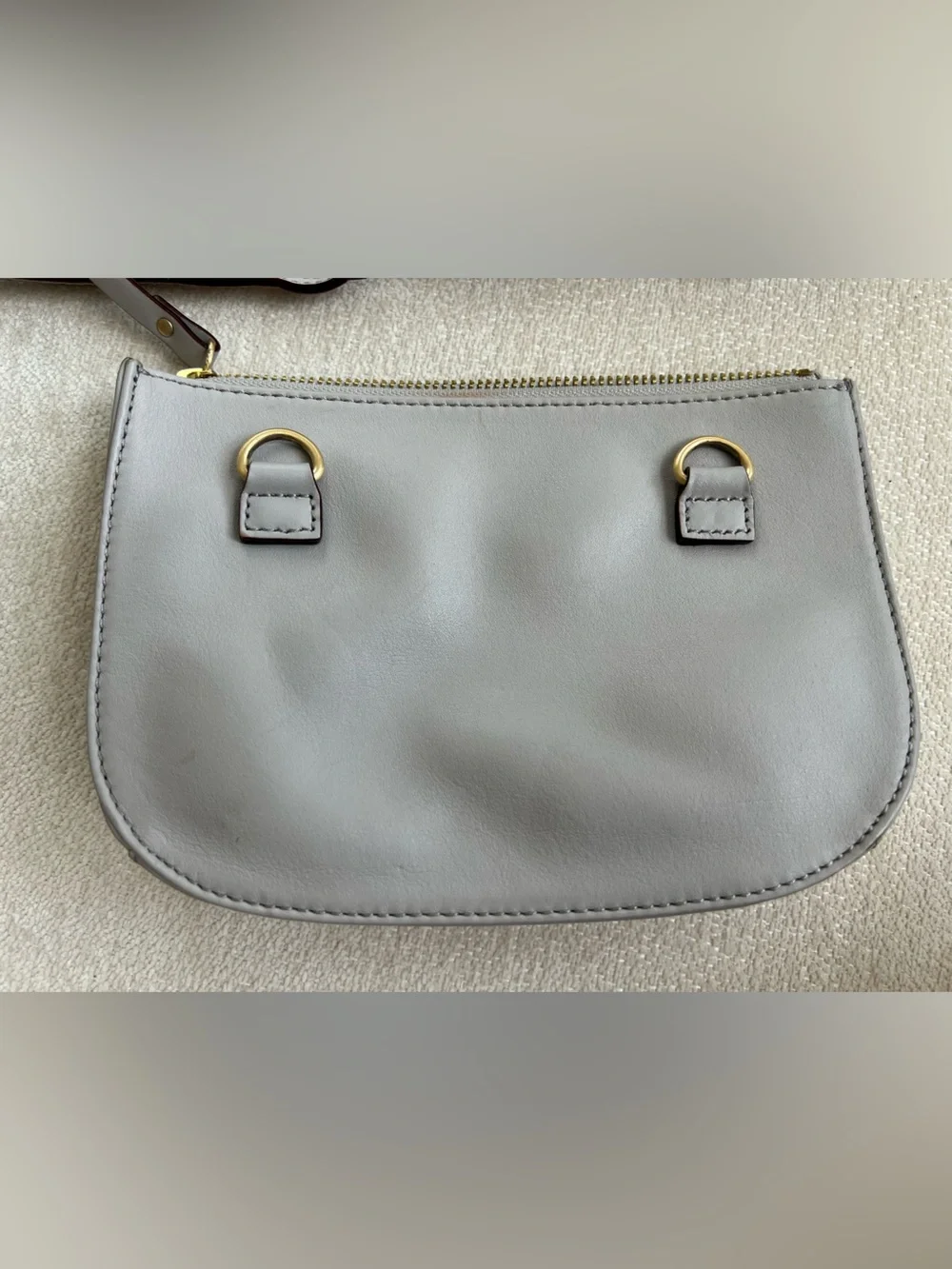 Lo & Sons Light Gray Leather Crossbody with Gold Hardware